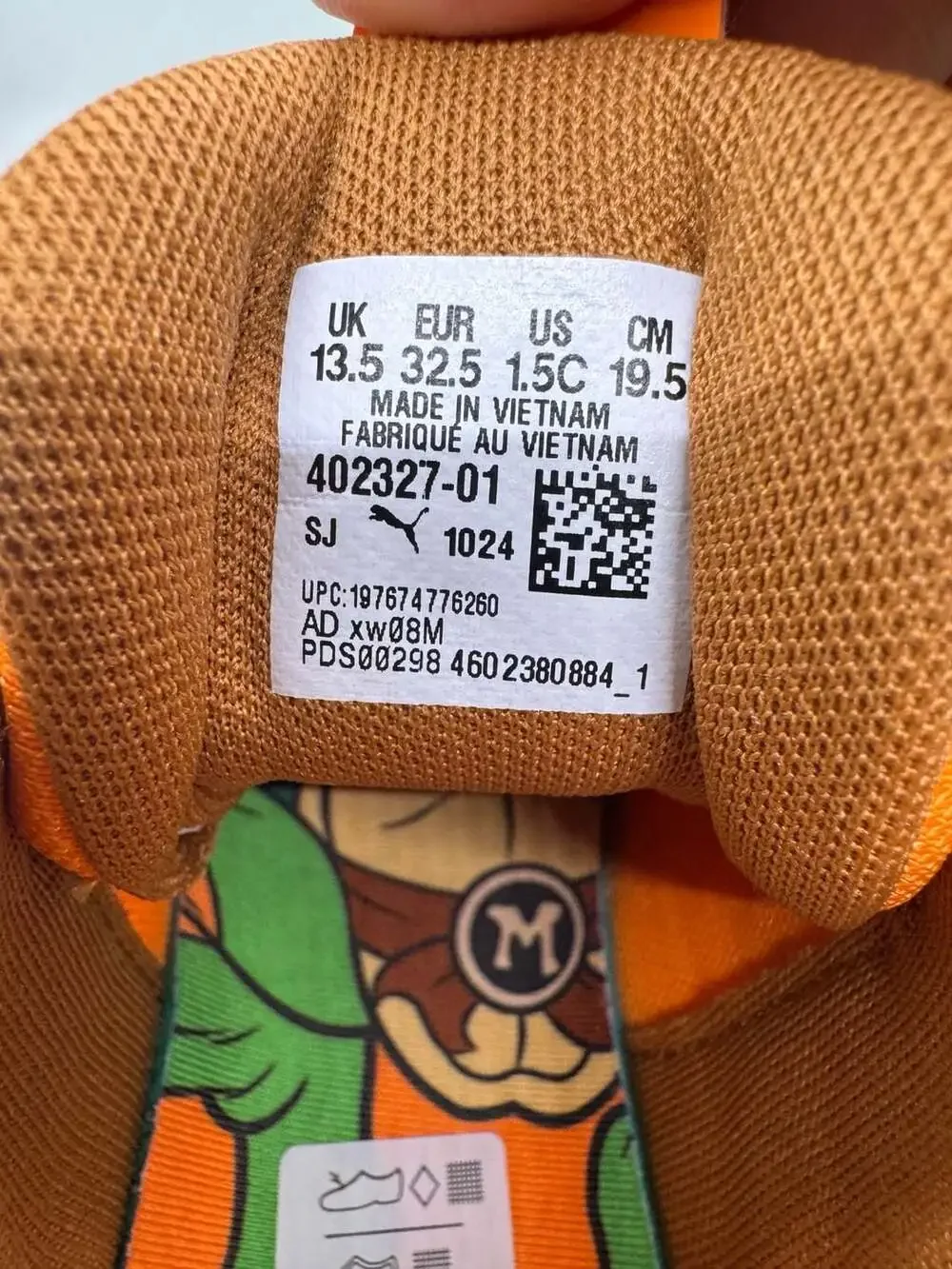 Puma x TMNT MB.04 Leonardo Michelangelo Size 1.5C Basketball Shoes